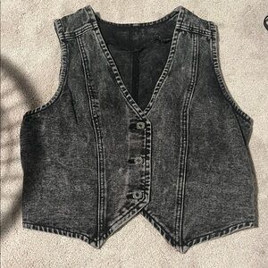 size large tall shein grey denim button up tank top